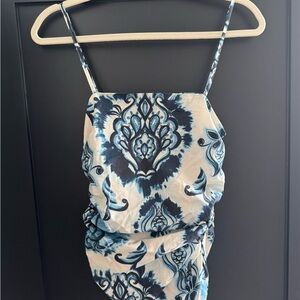 Zara Blue and White Patterned Top